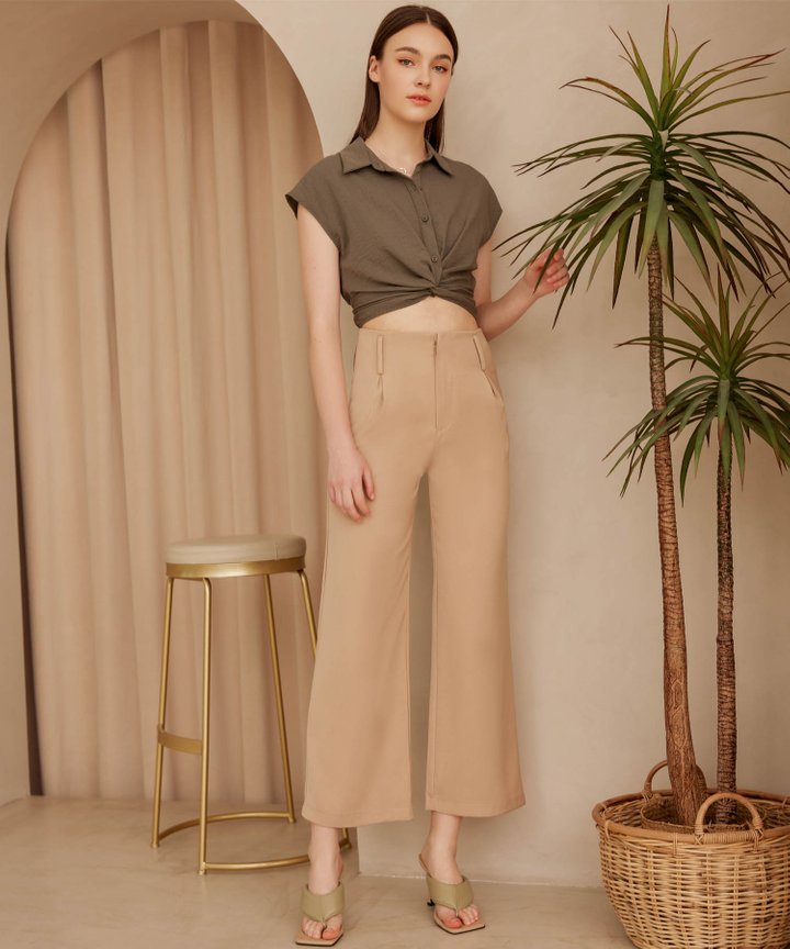 Anatoli Pleated Straight Leg Trousers - Lion