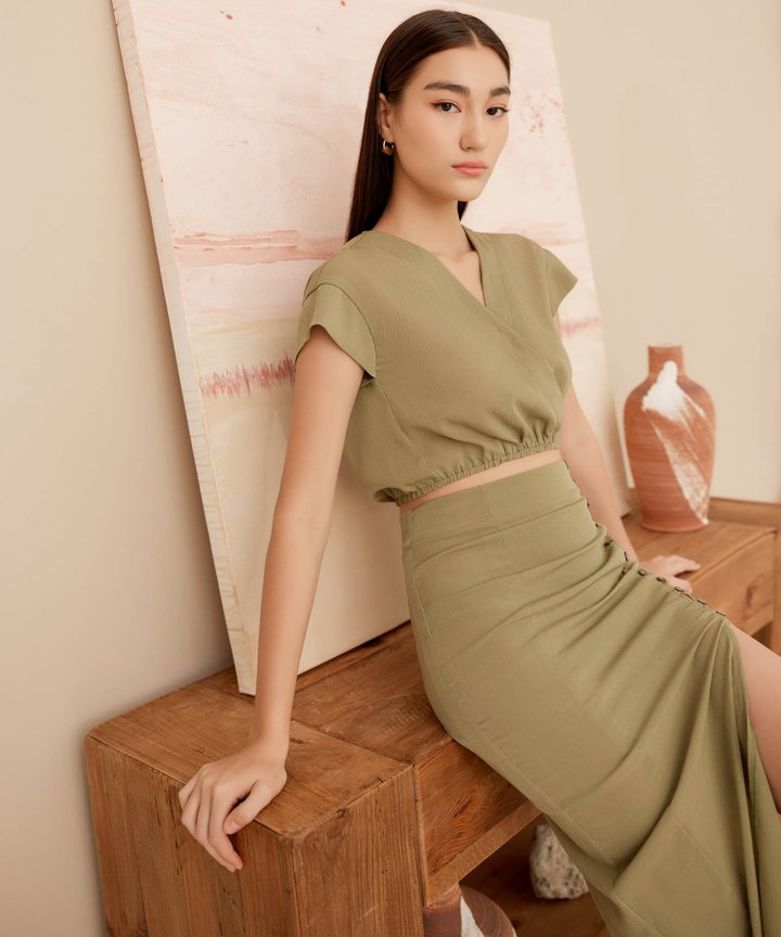 Catalina Cropped Blouse - Thyme