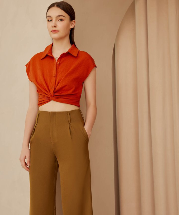 Clair Knotted Front Top - Scarlet