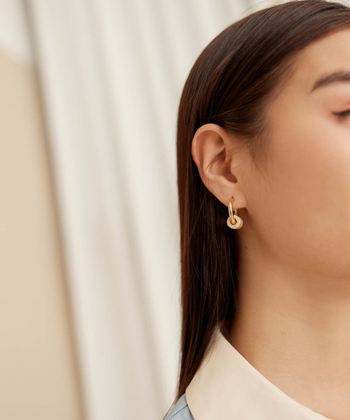 Freya Nano Hoop Earrings - Ivory