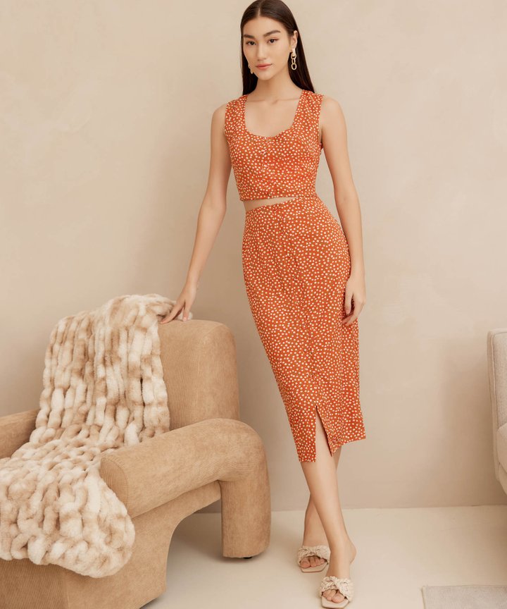 Lea Midi Skirt - Flame