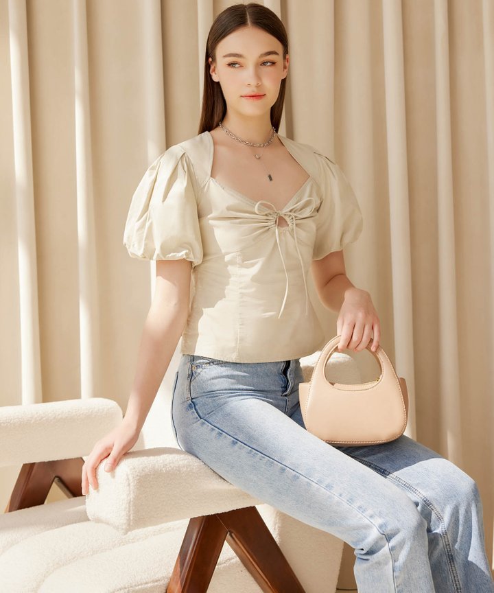 Sable Puff Sleeved Top - Green Mist