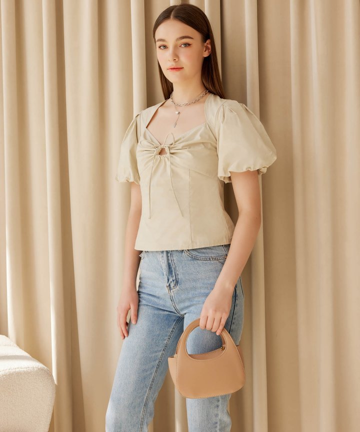 Sable Puff Sleeved Top - Green Mist