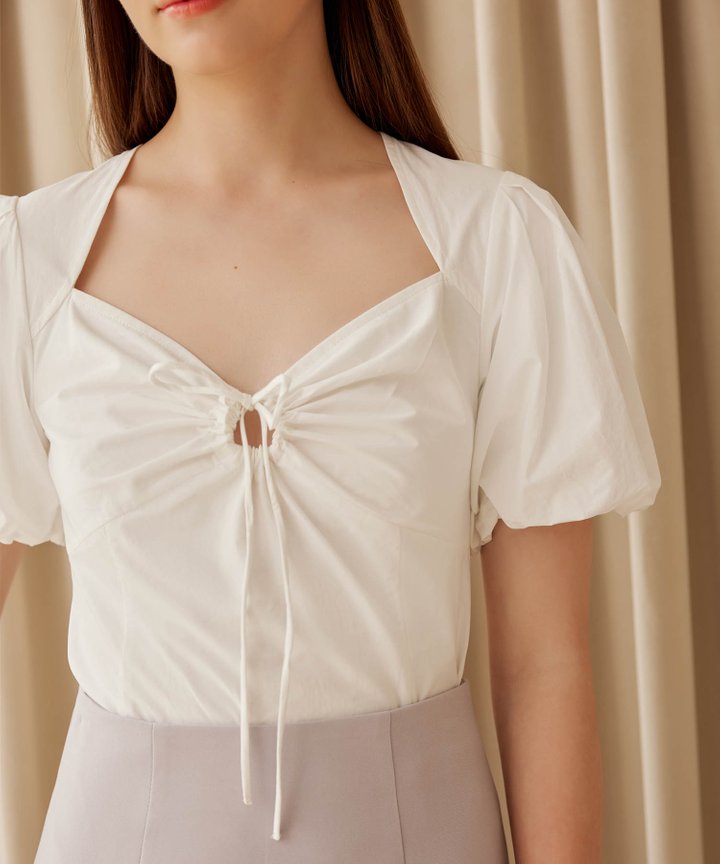 Sable Puff Sleeved Top - White