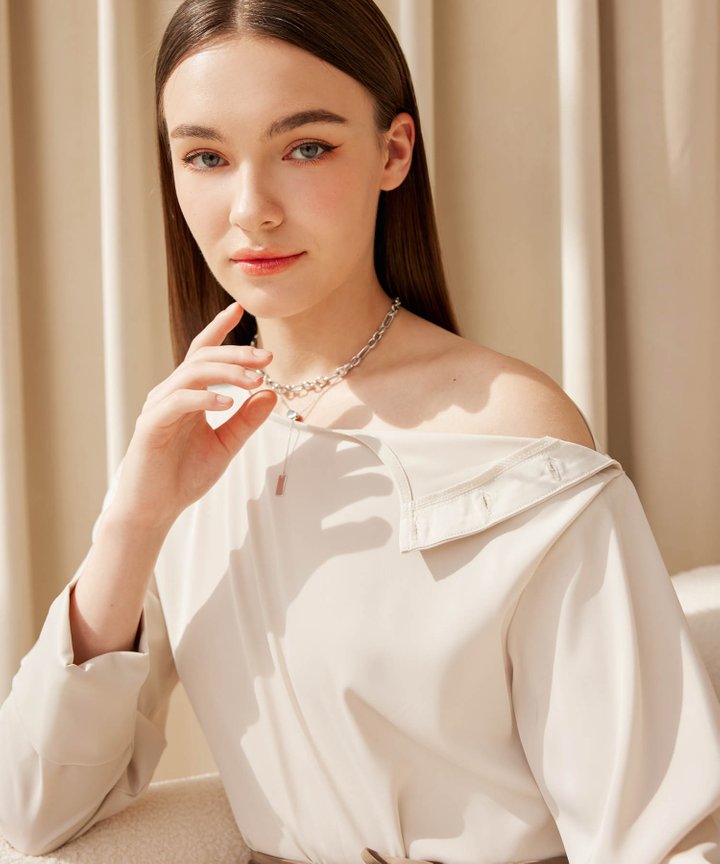 Sloane Button Blouse - Pebble