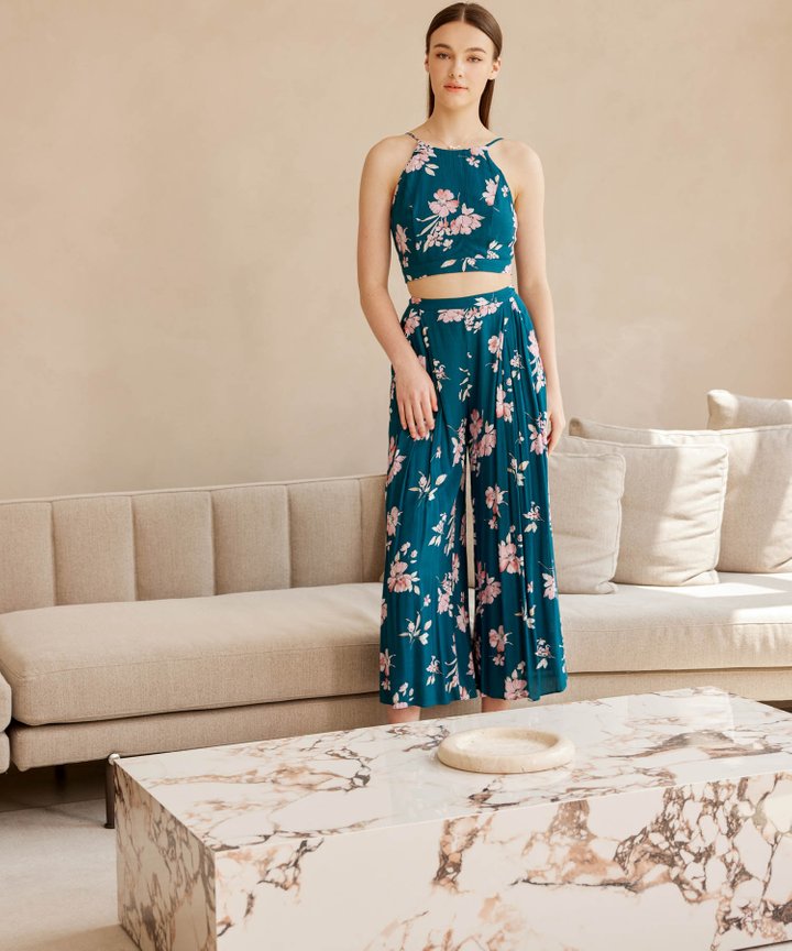 Palisades Floral Top - Ocean