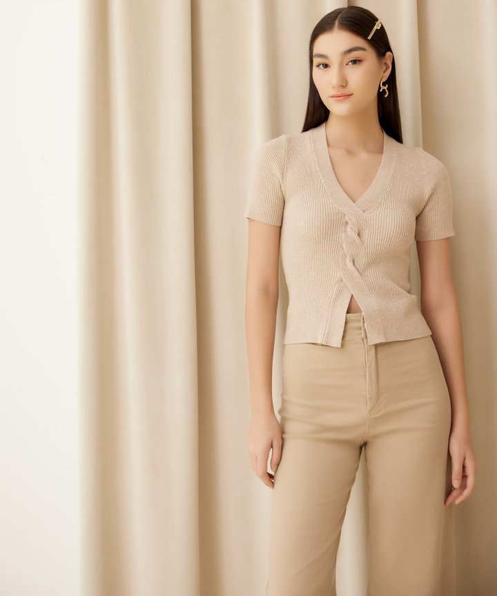 Alanis Knit Top - Light Fawn