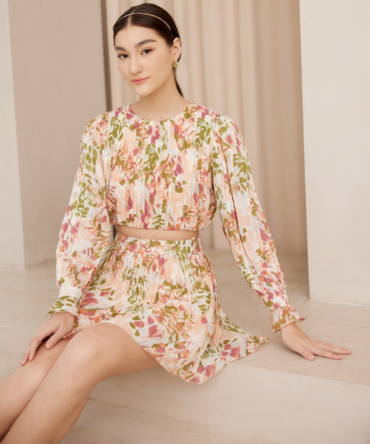 Babylon Pleated Floral Skirt - Spring