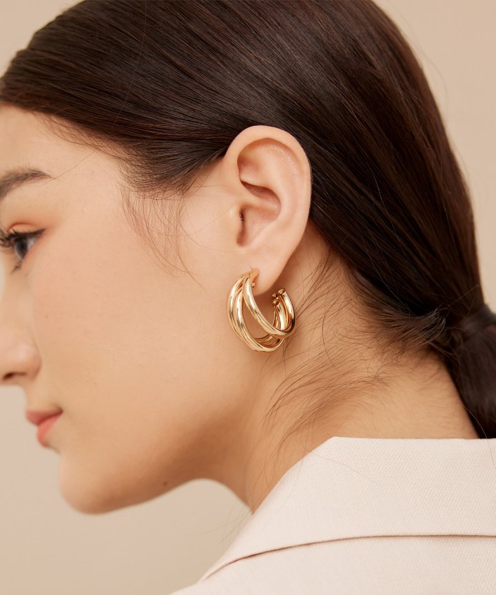 Corsica Triple Hoop Earrings - Gold