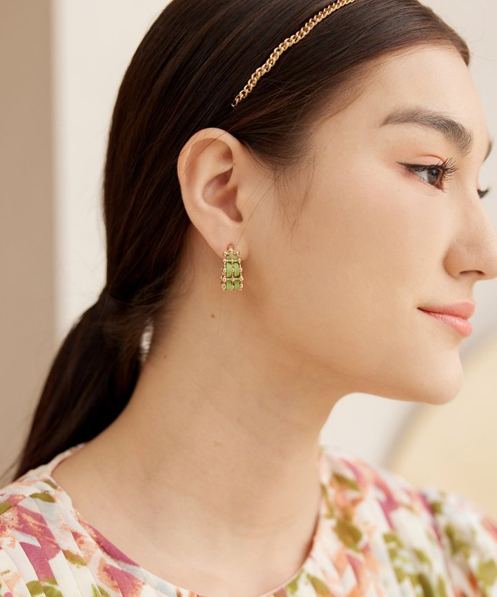 Issey Woven Rope Earrings - Green Smoke