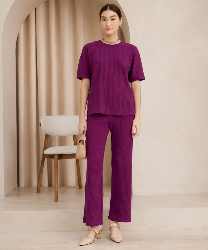 Otto Ribbed Oversized Tee - Grape