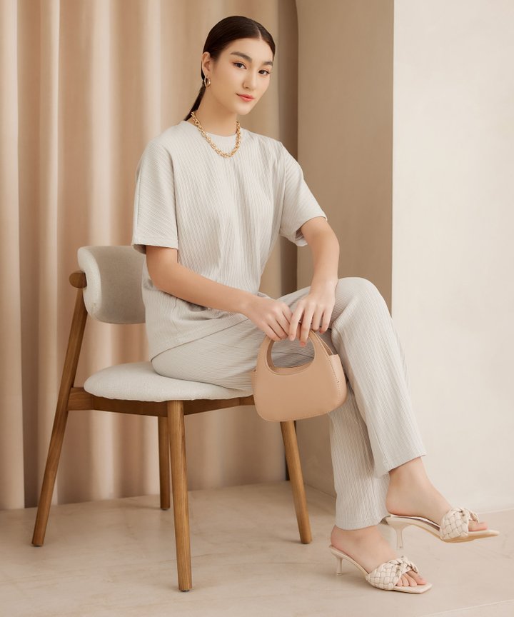 Otto Ribbed Oversized Tee - White Rock