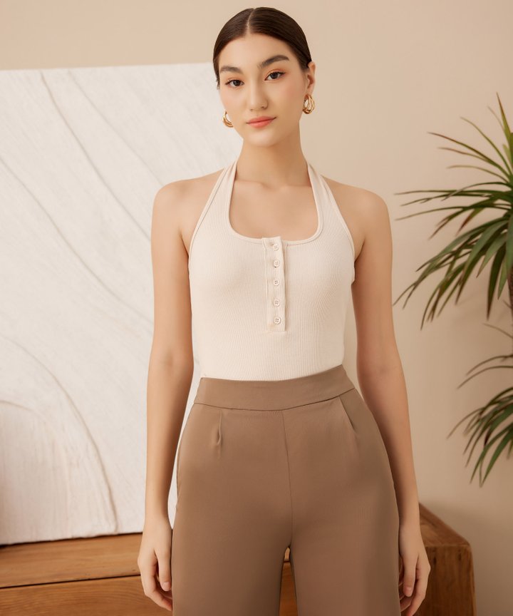 Remi Knit Halter - Bone