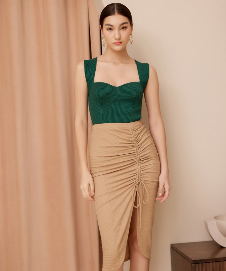 Farrah Sweetheart Knit Top - Everglade Green