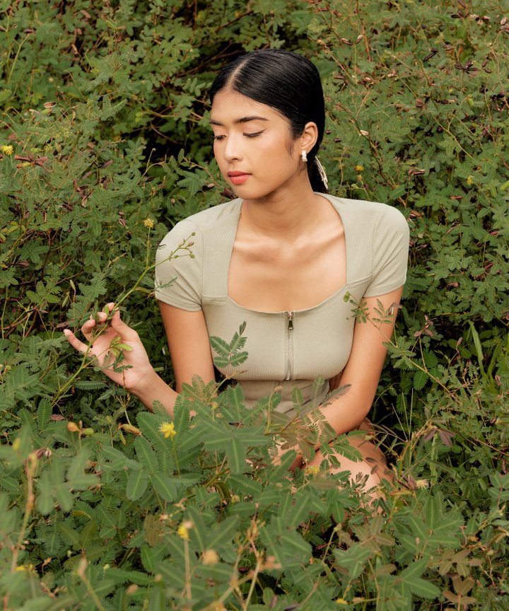 Ellis Zip Knit Tee - Thyme