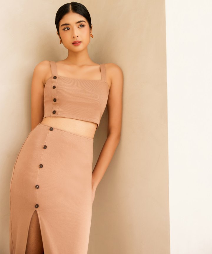 Legend Button Down Top - Brown Sugar