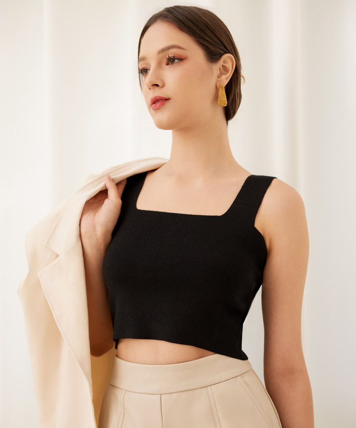 Domino Knit Tank - Black