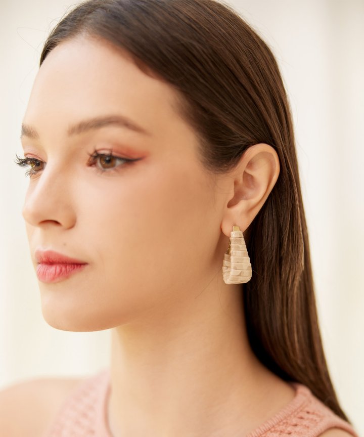 Tucci Vegan Leather Earrings - Pebble