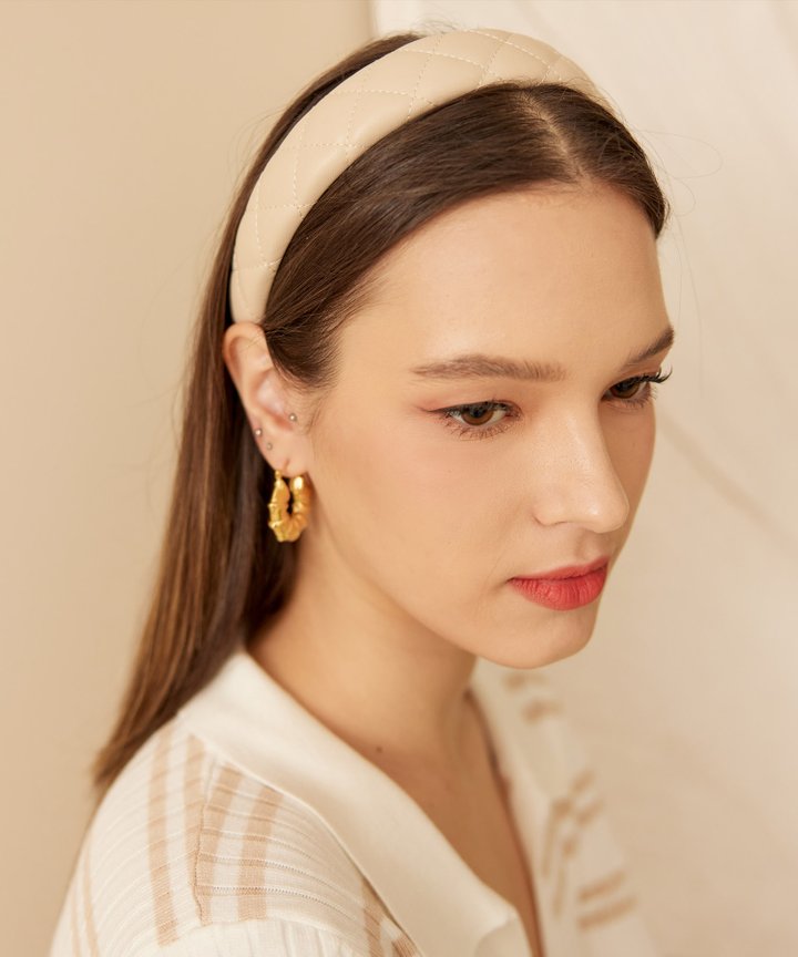 Kinley Faux Leather Hairband - Cream