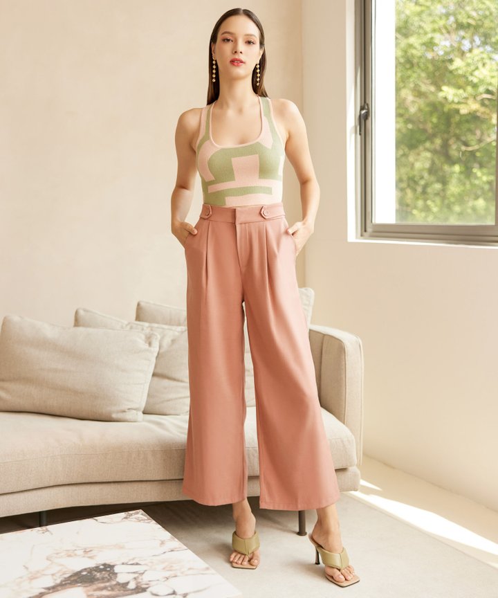 Ambrosia Button Wide Leg Pants | Online Dress Shop Singapore
