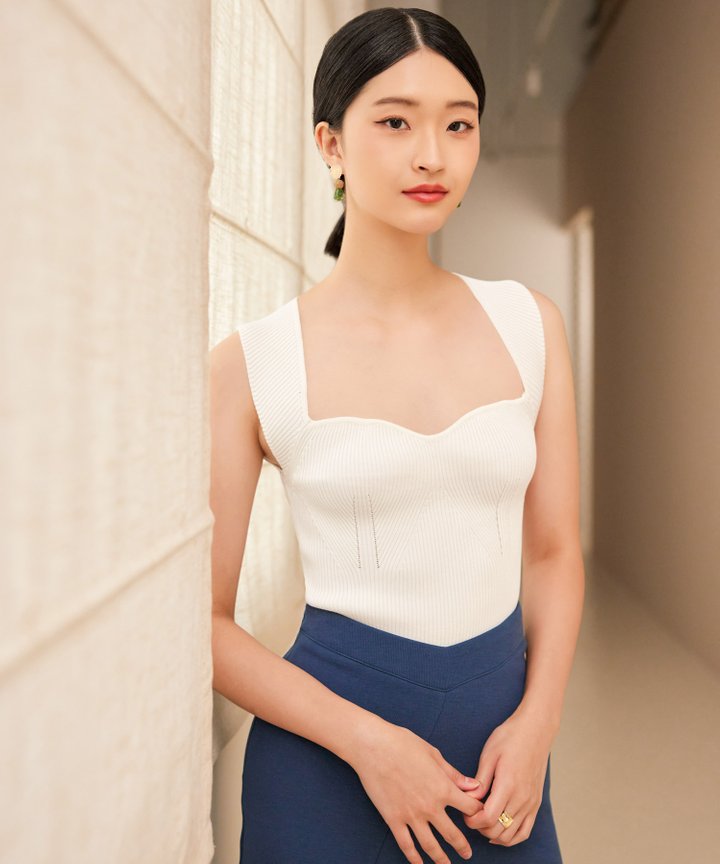 Claudine Knit Bustier Top - White