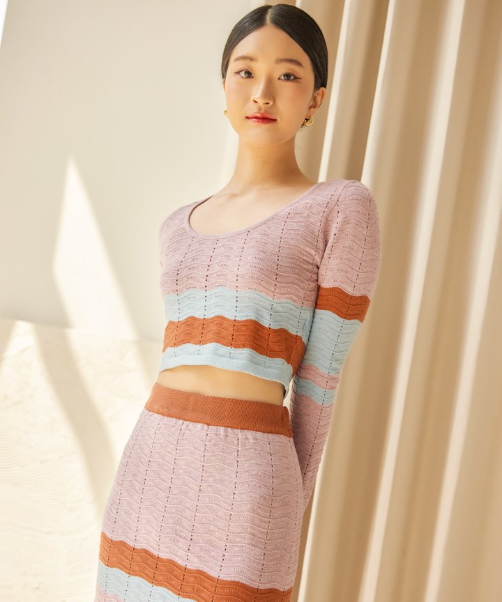 Fenton Colourblock Crochet Skirt - Lavender