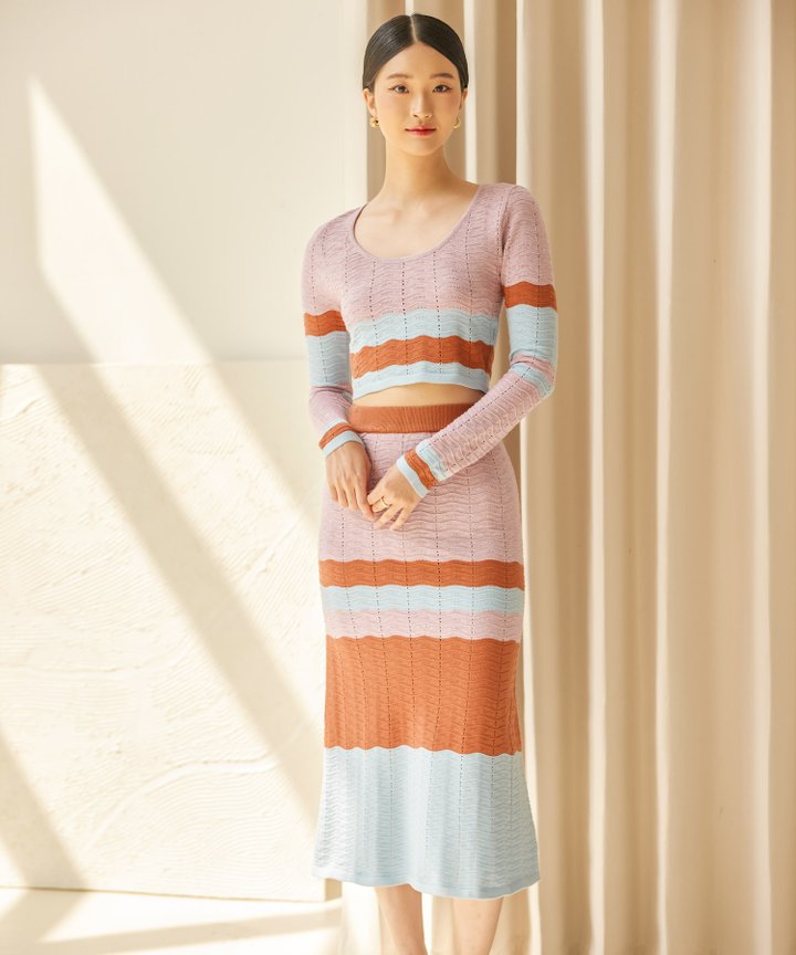 Fenton Colourblock Crochet Top - Lavender