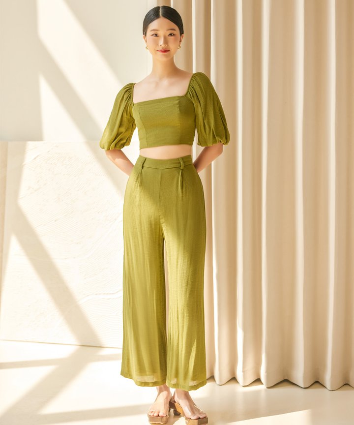 Margot Bell Sleeve Blouse - Avocado