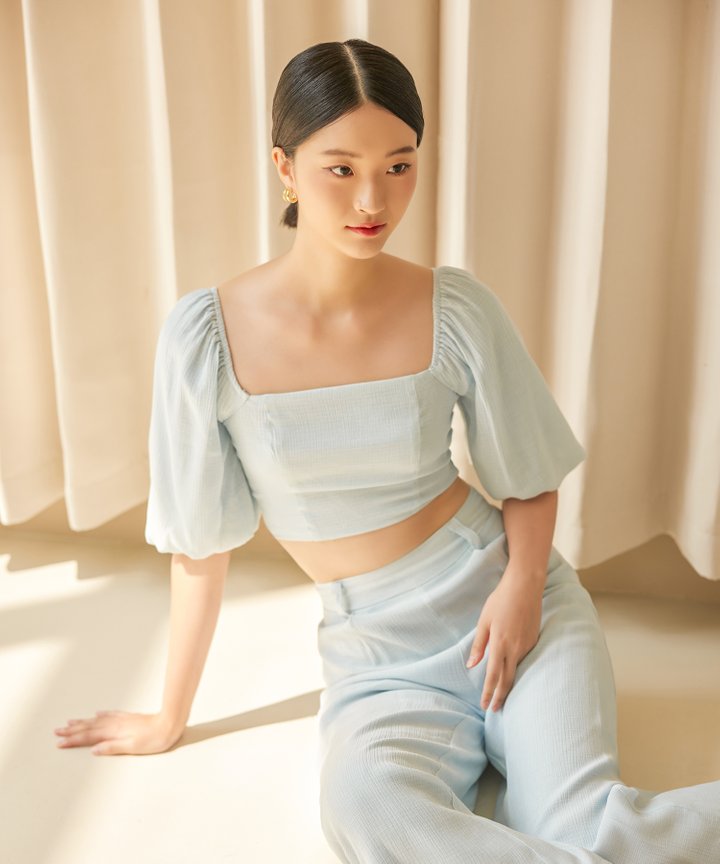 Margot Bell Sleeve Blouse - Sky
