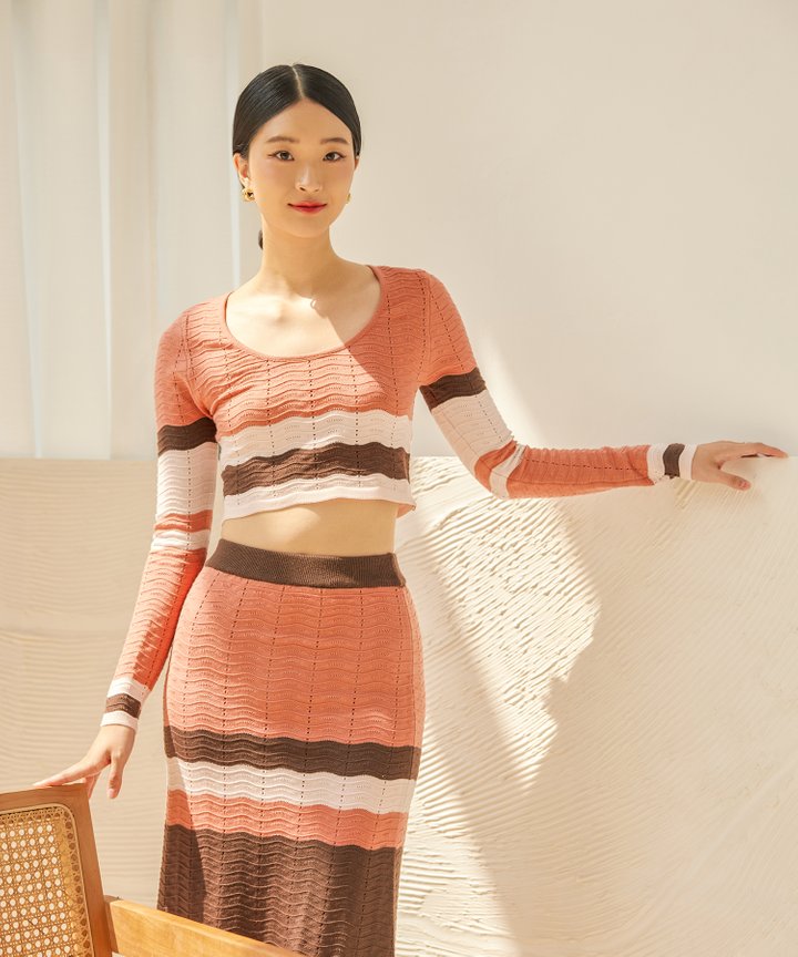 Fenton Colourblock Crochet Top - Lipstick