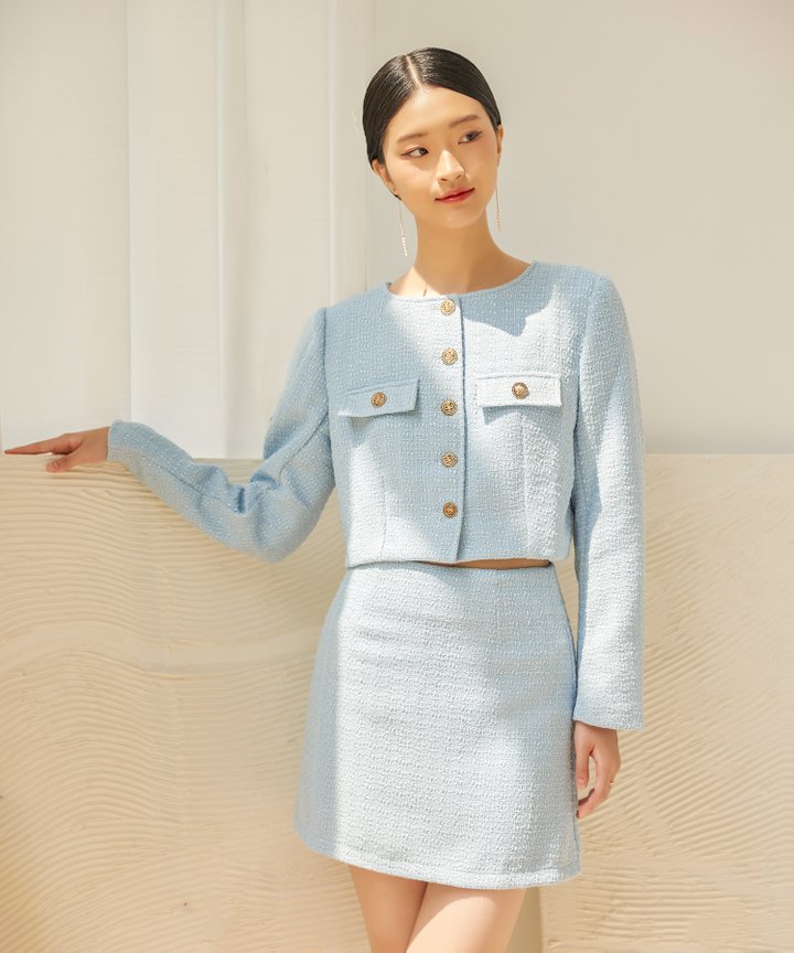 Alma Tweed Skorts - Baby Blue