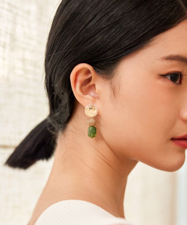 Yafa Dangle Earrings - Forest Green