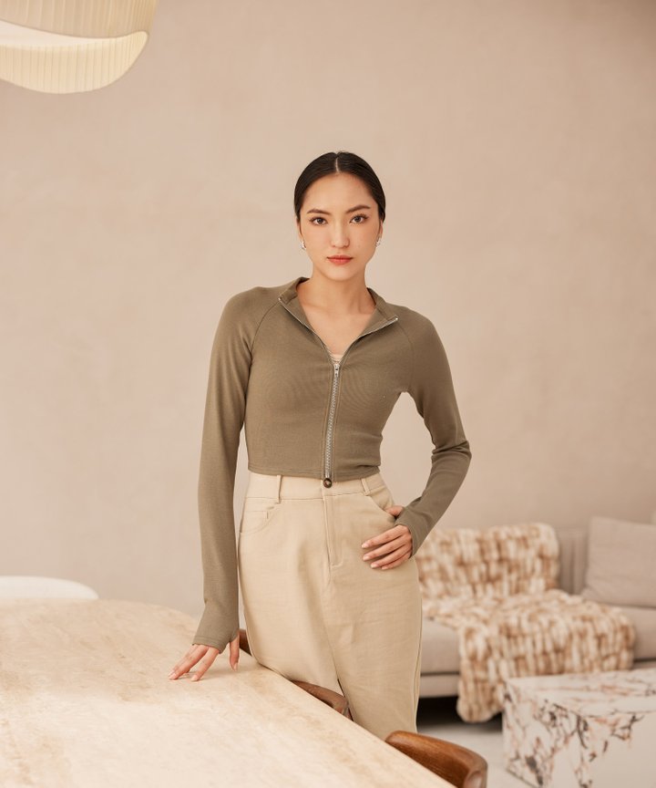Clove Zip Up Top - Thyme