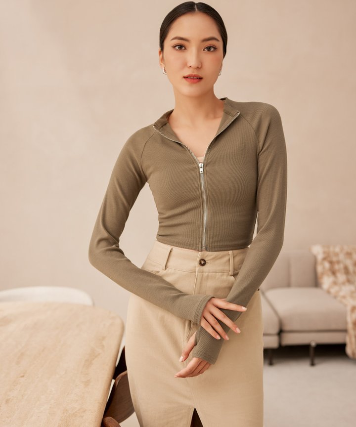 Clove Zip Up Top - Thyme