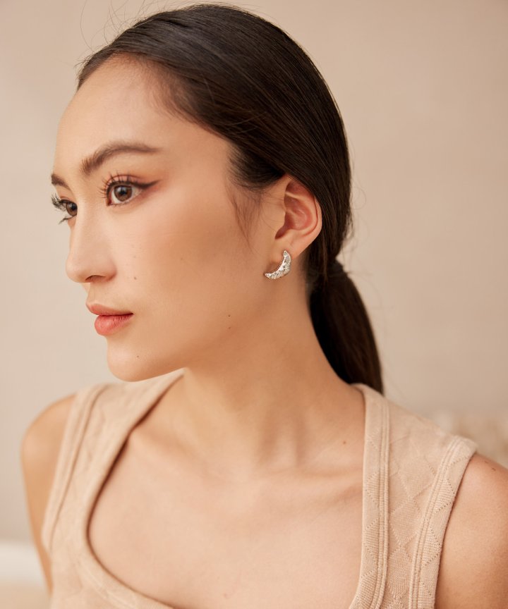 Croissant Earrings - Silver