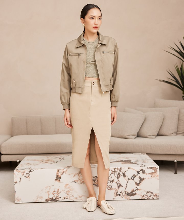 Billie Utility Jacket - Olive Grey