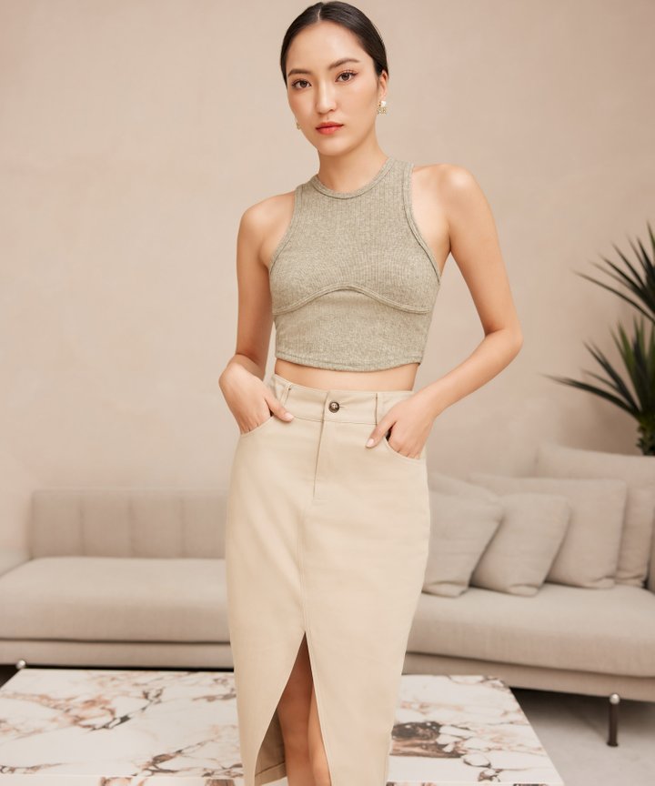 Taylor Ribbed Tank - Sage