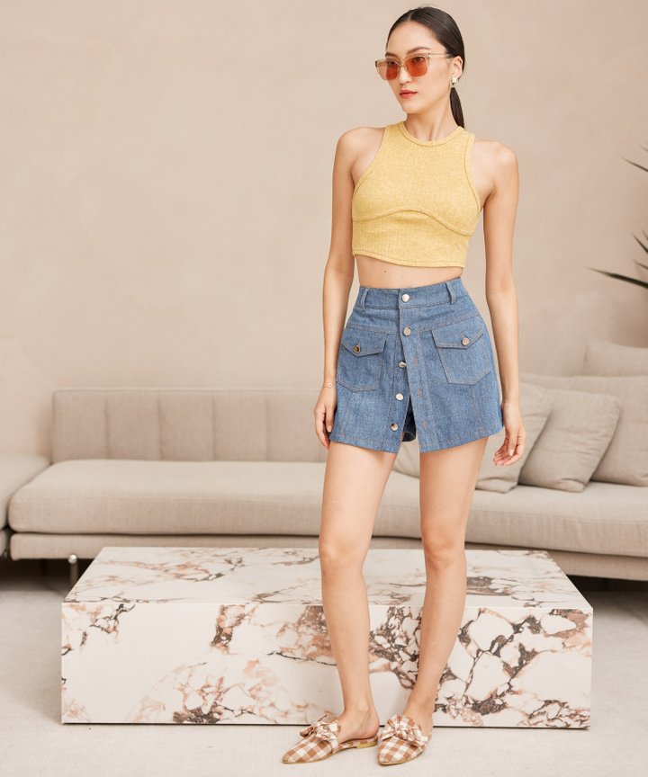 Vincennes Denim Skorts - Dark Wash