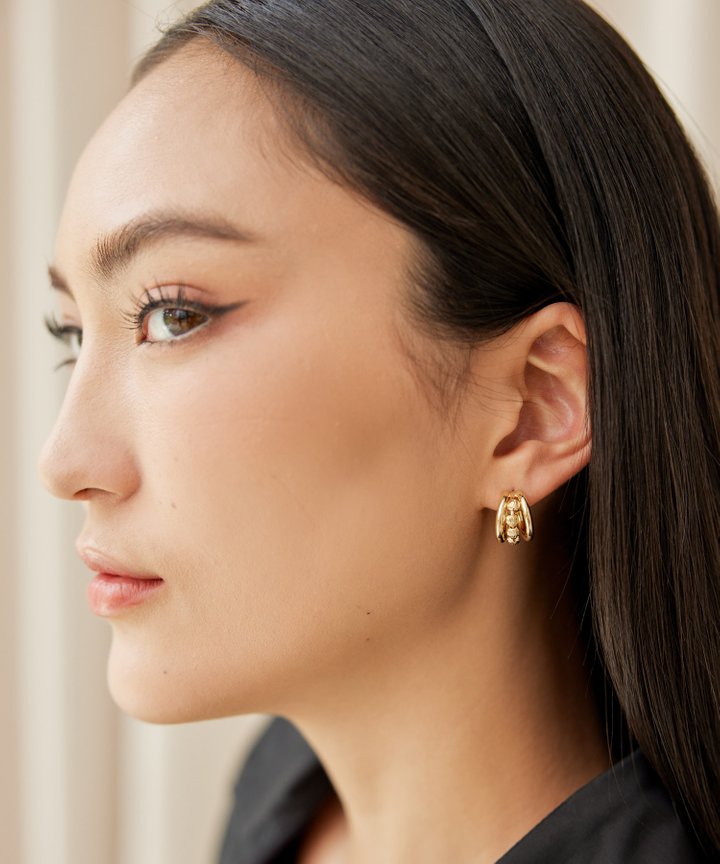 Tri Hoop Earrings - Gold