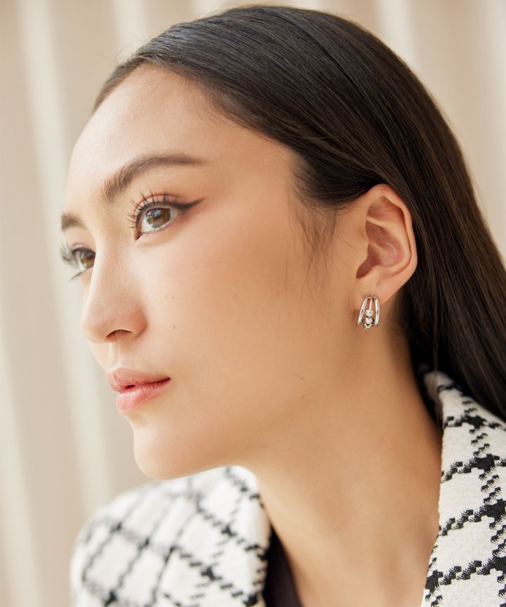 Tri Hoop Earrings - Silver