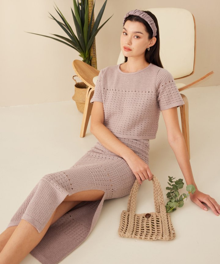 Amiens Crochet Skirt - Dust Lavender