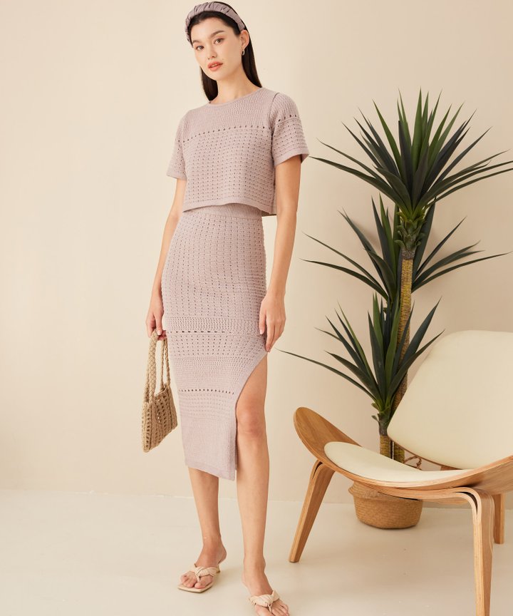Amiens Crochet Skirt - Dust Lavender