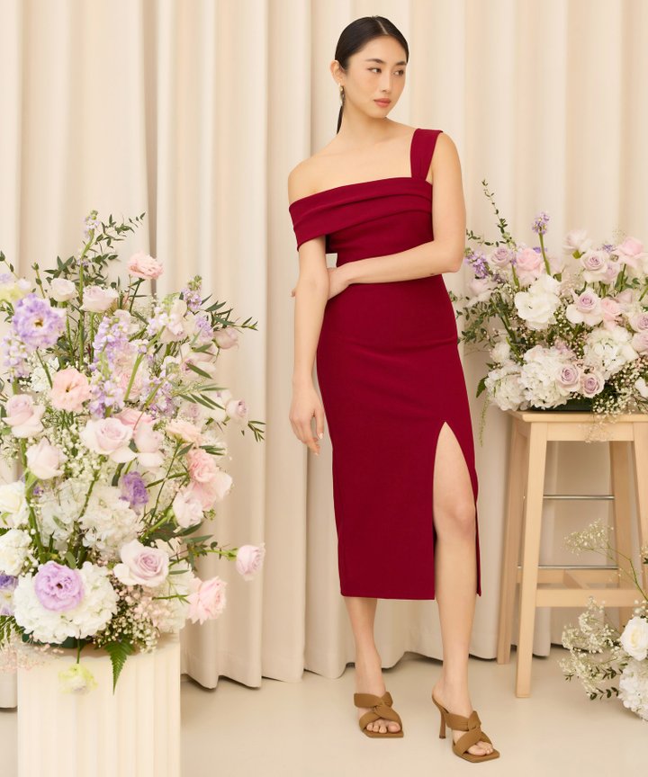 Ava Off Shoulder Midi - Paprika