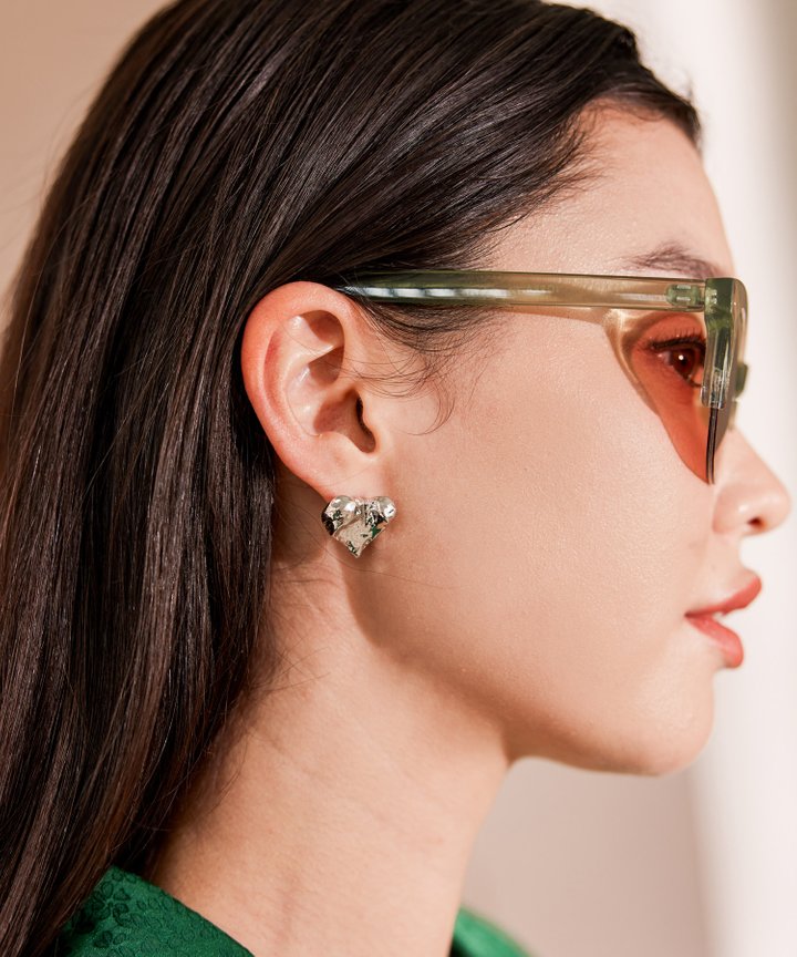 Cupid Heart Earrings - Silver