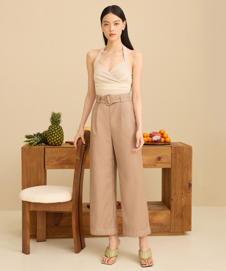 Emilion Chambray Trousers - Taupe