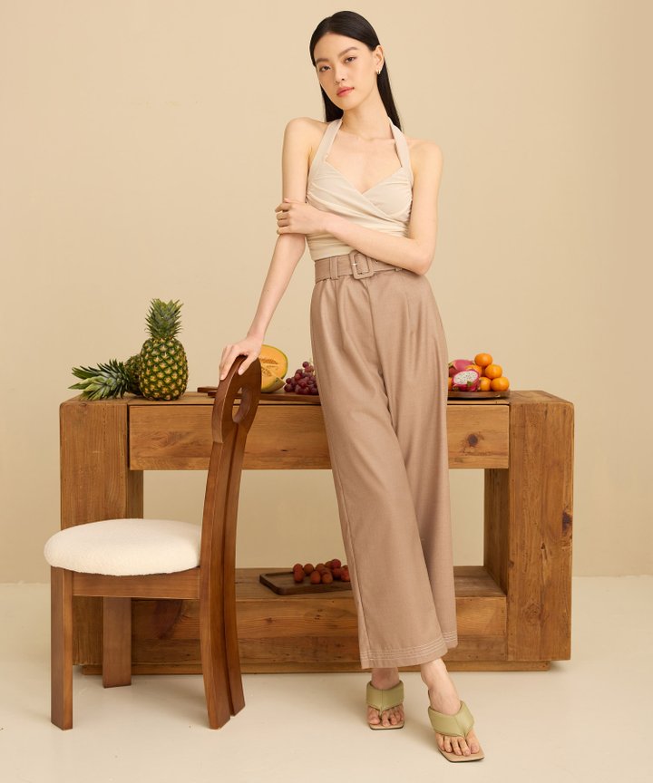 Emilion Chambray Trousers - Taupe