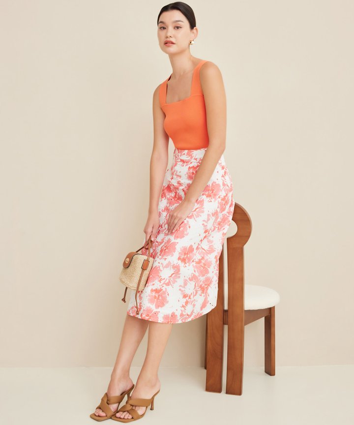 Marbella Broderie Skirt - Red