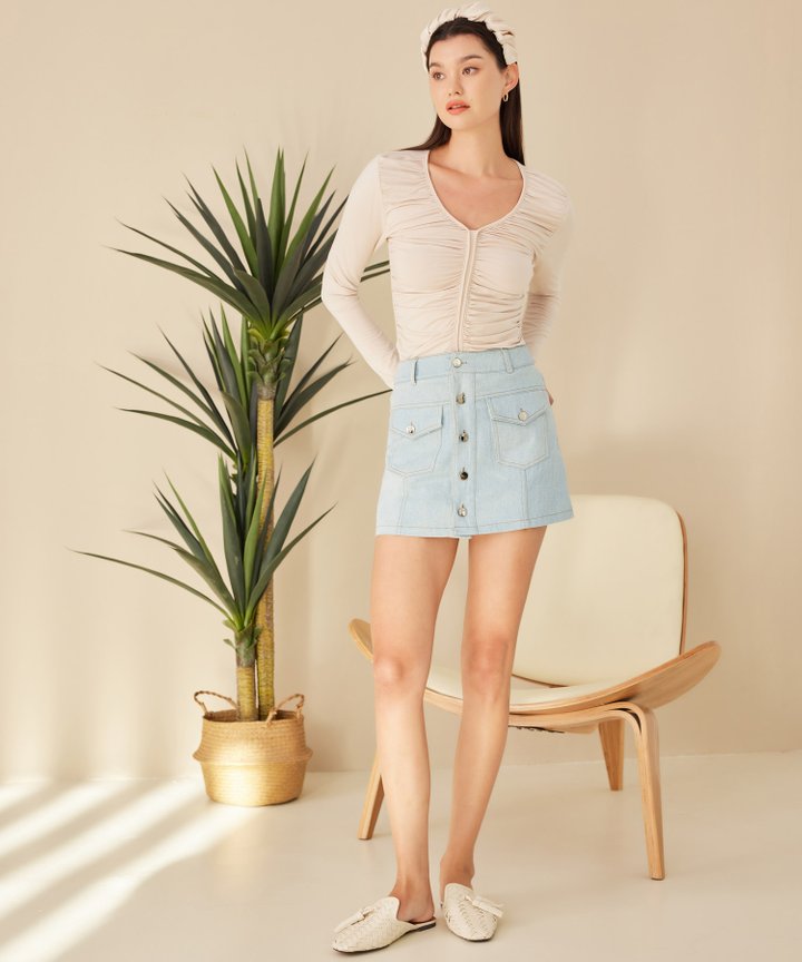 Vincennes Denim Skorts - Light Wash