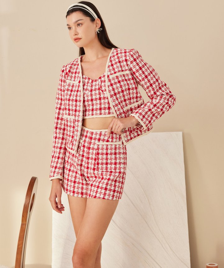 Riviera Tweed Jacket - Scarlet