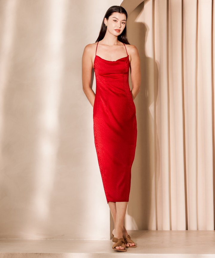 Valletta Satin Maxi - Crimson